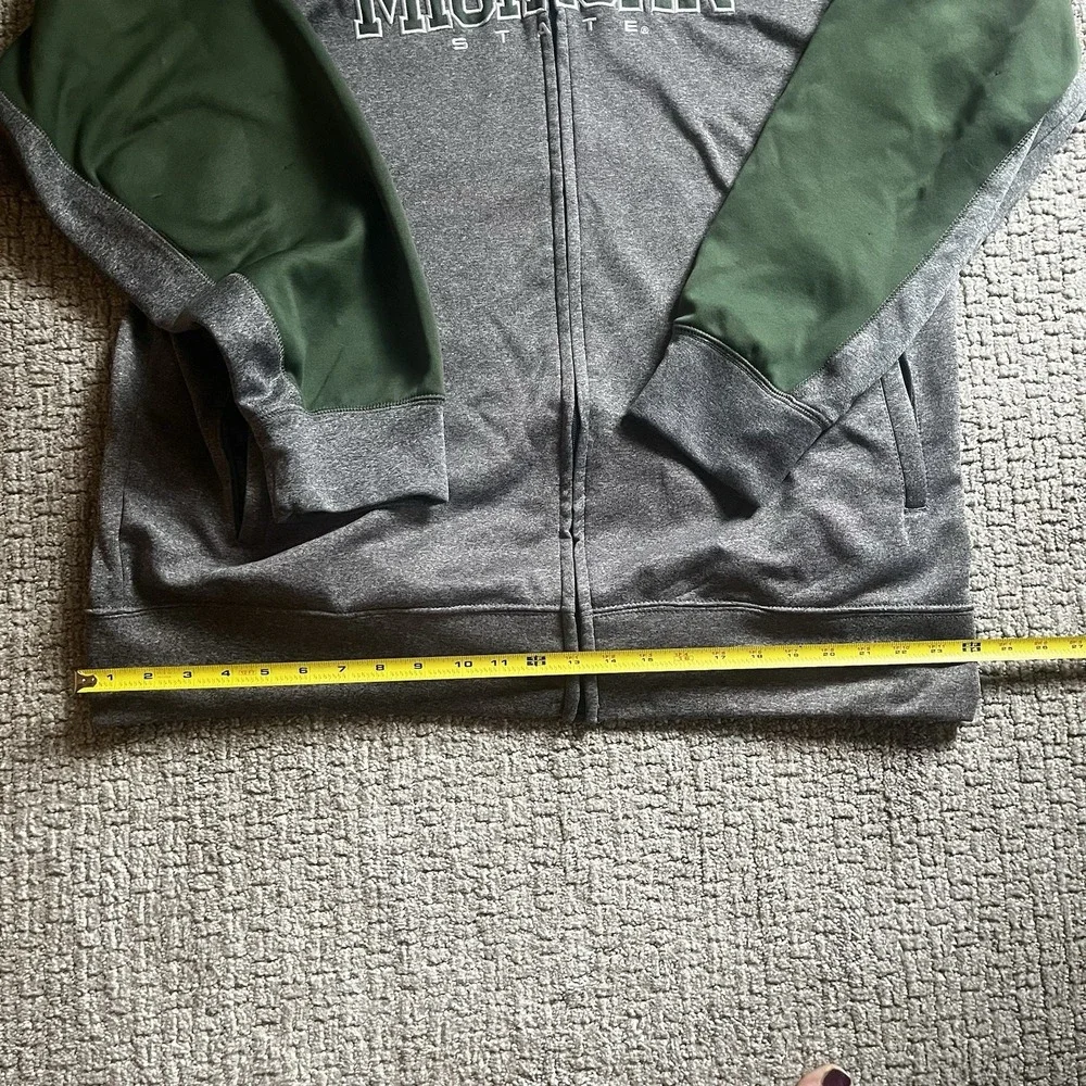 Knights Apparel Michigan State Spartans Mens 2XL Full Zip Hoodie Gray Green FLAW - Picture 13 of 16